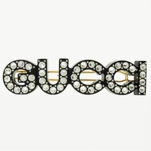 Gucci Black and Silver Crystal Hair Clip